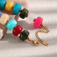 Perhiasan Fashion Liburan Pantai Kalung Manik-manik Hati Resin Berlapis Emas 18K Baja Tahan Karat 316L