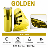 Film Pelindung Lampu Mobil TPU Self Healing Anti-Kotoran 8 Tahun, Kualitas Tinggi, Super Gloss, Warna Kuning Keemasan, Cepat