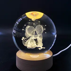 80mm 3D lazer gravür kristal top ışık üssü Planet bilim astronomi öğretici oyuncaklar eğitim hediye çocuklar için