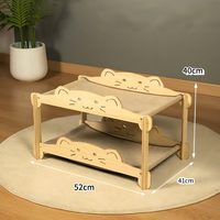Hamac griffoir pour chat à 2 niveaux en bois, avec panneau de griffage en sisal, lit-nid résistant à l'humidité pour plusieurs chats