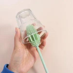 Long Handle Eco-Friendly Soft Bristles Portable Silicone Cup Scrubber Multipurpose No Dead Corner <b>Bottle</b> Cleaning <b>Brush</b> for - Product Image 5