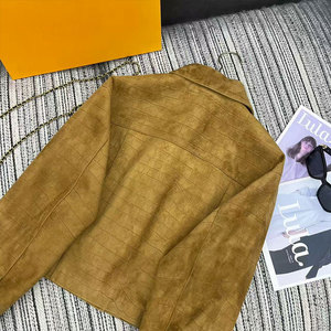 2025 Autumn Winter <strong>Women</strong> Premium <strong>Petite</strong> Moto <strong>Jacket</strong> Embossed Suede Sheepskin Short Fashion <strong>Leather</strong> Outerwear - Product Image 5