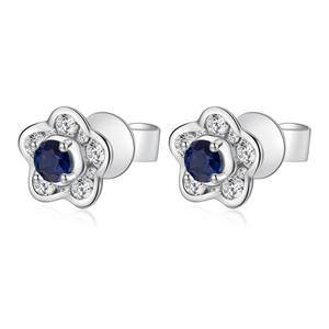Pendientes de Botón de Oro Blanco Sólido de 18K Hechos a Mano con Zafiro y Perla de Agua Dulce, Elegantes, con Forma de Flor, Regalo para Fiestas, Uso Diario para Mujer - Product Image 1