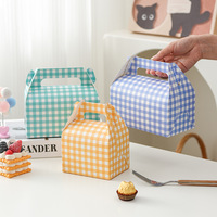 Boîte à pâtisserie à carreaux de qualité supérieure avec poignée de transport facile, plusieurs couleurs, emballage pour gâteau mousse, boîte cadeau professionnelle pour boulangerie, OEM