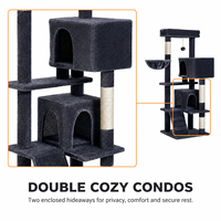 Arbre à chat multi-niveaux en sisal avec panier hamac double pour chats, vente en gros OEM