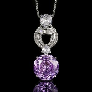 Wholesale Fashion Jewelry Eco-friendly Copper 12MM Violet Zircon Wedding Necklace <b>Sets</b> for Women Jewelry for Romantic - Product Image 5