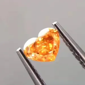 Forma de coração extravagante cor diamantes reais, atacado, jóias 0.512ct vs claridade limpa natural laranja solto diamante