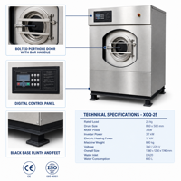 Laveuse-essoreuse industrielle 25 kg, machine à laver commerciale en acier inoxydable pour draps d'hôtel, housses de couette et vêtements