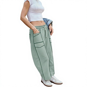 Custom Embroidery Oversized Women Baggy Sweatpants Heavyweight Premium Cotton Fleece Custom Design And Logos Women <b>Trousers</b> - Product Image 5