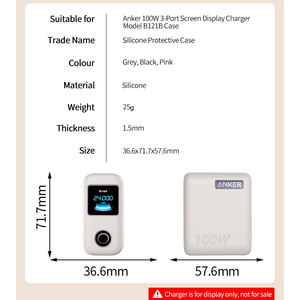 Nouvelle coque de protection en silicone 2025 pour chargeur Anker 100W 3 ports avec écran d'affichage - Product Image 6
