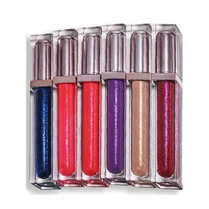 Matte Om Glitter Vloeibare Lipstick 6 Kleur Diamond Shiny Dark Rood Roze Paars Glitter Sparkly Lip Glossy Voor Vrouwen