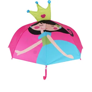 Parapluie en 3d personnalisable avec animaux de dessin animé pour enfants, bâton droit et ouvert, impression manuelle, bon marché, lda203