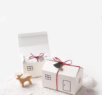 Petite boîte cadeau en papier kraft recyclable de qualité alimentaire en forme de maison, avec ruban, design pliable créatif pour bonbons de mariage, biscuits au sucre