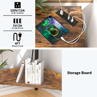Bureau d'ordinateur en MDF avec design d'angle extensible, rangement et ports USB pour petits espaces, poste de travail à domicile, chambre