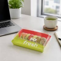 Contenants à sushi en pulpe de carton blanc imprimés sur mesure avec couvercles transparents, qualité alimentaire, pour les épiceries et supermarchés