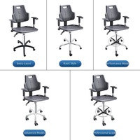Chaise de laboratoire ESD en cuir PU, antistatique, dossier anti-poussière, bleu/noir, pour salle blanche, hauteur réglable, vérin à gaz, pivotante