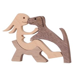 Esculturas de decoración de madera ecológicas naturales hechas a mano, estatua creativa de perro para hombre sentado para oficina en casa, letrero de pared grabado a mano - Product Image 2