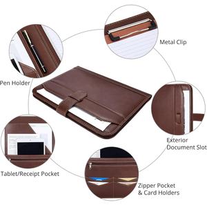 Padfolio Faux Leather Documents Bags Cartera ejecutiva de cuero Organizador Cartera de negocios para hombres y mujeres Marrón - Product Image 4