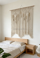 Décoration murale tissée à la main en usine pour la maison et l'hôtel, grand article en macramé, couleur blanche