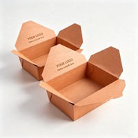 Boîte en papier jetable pour nouilles en gros, emballage alimentaire de haute qualité pour pâtes à emporter, boîte d'emballage pour pâtes à l'encre de soja