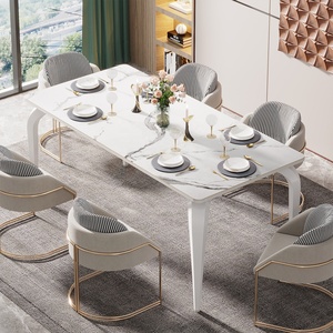 Tribesigns Luxe Moderne 63 \ "Marmeren Gesinterde Stenen Eettafel Keukentafel Met Houten Paneel Metalen Poten Eetkamer Meubels - Product Image 4