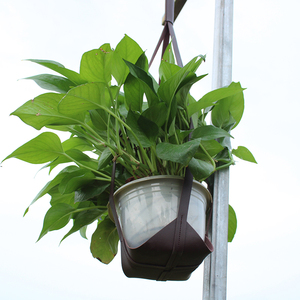 Portavaso Sospeso <span class=keywords><strong>in</strong></span> Pelle PU, Cesto Portapiante Sospeso <span class=keywords><strong>in</strong></span> Pelle per Interni ed Esterni, Giardino - Product Image 2