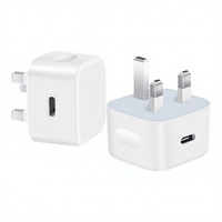 Adaptador de Carga Rápida USB Tipo-C PD de 20W, Resistente al Fuego, con Enchufe del Reino Unido para Teléfono Móvil, Hecho en China