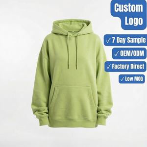 Sweat-shirt à capuche unisexe surdimensionné en molleton 100% coton, couleur unie, décontracté, avec poche, pour l'automne - Product Image 1
