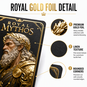 Cartes à jouer de luxe Mythos Gold Edition, finition lin doré, coins arrondis |   Art de personnage mythologique haut de gamme | - Product Image 2