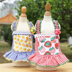 ชุดเดรสสายรัดสำหรับสัตว์เลี้ยง ลายสก็อตสีแดง ลายสตรอว์เบอร์รี่ น้ำหนักเบา สำหรับฤดูร้อน เสื้อผ้าสำหรับสุนัขและแมว - Product Image 5