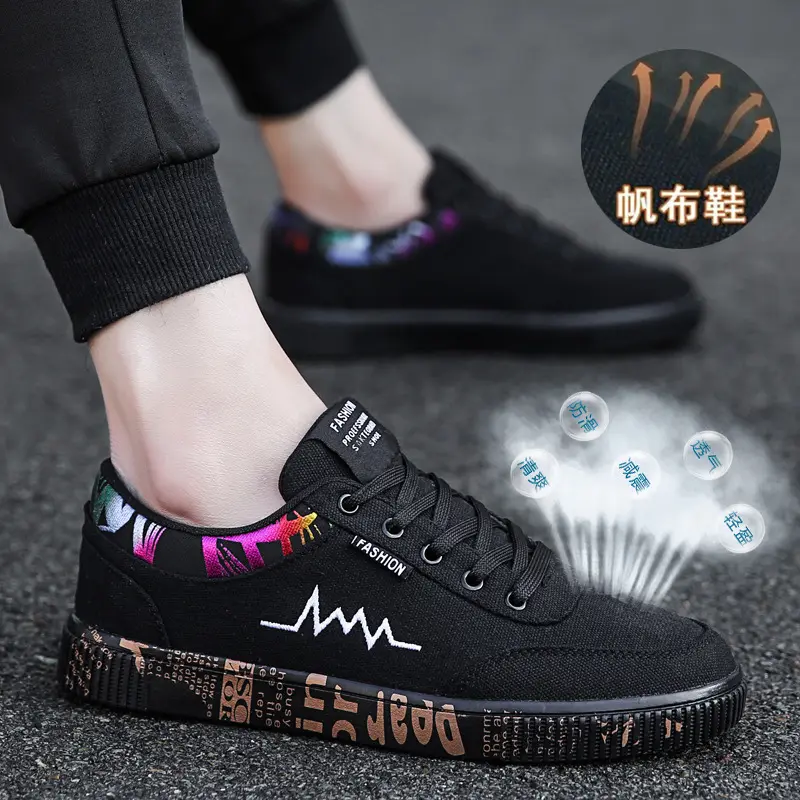 Sepatu Kanvas Pria, Sneaker Gaya Berjalan Kasual Low Top