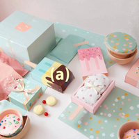 Macaron couleur mignon Popsicle crème glacée coréen dessin animé Style pliant boîte-cadeau UV avantage enduit emballage en papier estampage Stock