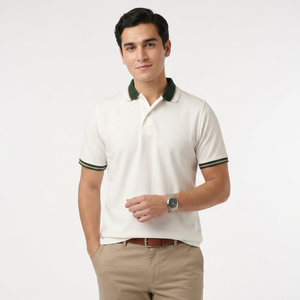 Chemise pour homme 100% coton anti-froissement avec poche et col boutonné, détails rayés contrastés, tissu tricoté respirant, service OEM - Product Image 1