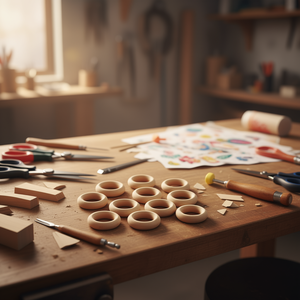 Anelli in legno Iln da 25 mm, 12 pezzi, per progetti artigianali e fai da te - Product Image 2