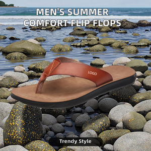 Tongs décontractées tendance pour hommes, grande taille, semelle en caoutchouc souple, sandales de plage à bout ouvert avec confort estival - Product Image 2