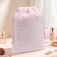 Bolsa de Cosméticos con Cordón, de Felpa Suave, con Espacio para Guardar Brochas de Maquillaje, Accesorios para el Cabello, Joyas y Artículos Pequeños
