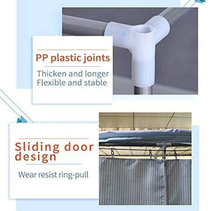 خزانة ملابس قماشية محمولة أنابيب فولاذية بالجملة للتخزين والتعليق خزانة ملابس للمفروشات المنزلية - Product Image 3