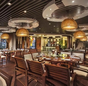 Luminaire suspendu moderne en rotin et <span class=keywords><strong>bambou</strong></span> avec éclairage blanc chaud à 360°, 7000 lumens, pour bar, restaurant, café et décoration intérieure - Product Image 4