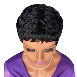 Pelucas Cortas Tipo Pixie Cut, Sin Encaje, Resistentes al Calor, Color Negro Natural, 4 Pulgadas, para Mujeres Negras, Venta al Por Mayor, Hechas a Máquina - Product Image 5