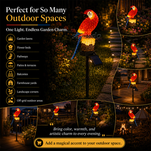 Lámpara Decorativa de Resina para Jardín, Patio o Exteriores, con Forma de Loro, con Energía Solar, Luz LED Cálida para Jardín - Product Image 6