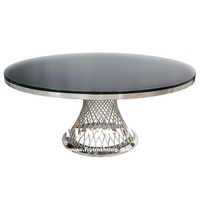 Table à manger moderne de luxe, base à lattes stable, acier inoxydable, marbre/MDF/verre