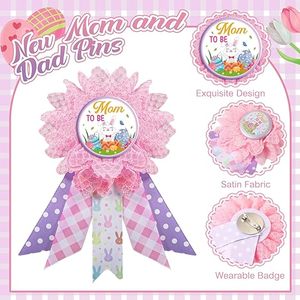 Décorations de fête prénatale : Écharpe en satin, épingles pour jeunes parents et serre-tête pour révélation du sexe - Product Image 4