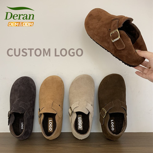 Chaussures d'hiver épaisses DERAN, mules Birkenstocks personnalisées, douces, confortables, cuir véritable de haute qualité, soutien de la voûte plantaire en liège antidérapant, nouveauté - Product Image 1