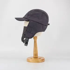 Sombrero de piloto de punto de lana Polar de terileno personalizado Gorra de pato con protección para los oídos cálida Gorras de béisbol a prueba de frío para hombres y mujeres