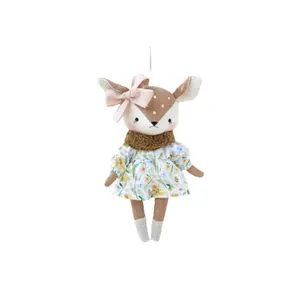 High Quality Handmade Brown Sika Deer Doll in a Dress Rag Plush Doll For Princess Age