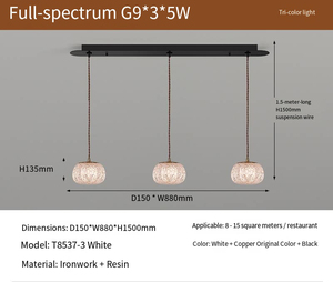 Small Long Chandelier <strong>White</strong> Light Restaurant Dining Luxury Iron Resin LED Hanging Ceiling Pendant Light for Home Banquet <strong>Hall</strong> - Product Image 5