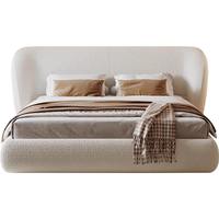 Gepolstertes Bettgestell für Schlafzimmer mit Flügel-Design, Holzlatten, einfache Montage