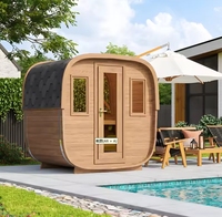 Kit de sauna extérieur préfabriqué en épicéa au design moderne 2024 avec véranda, poêle électrique en bois massif et panneau de commande informatisé