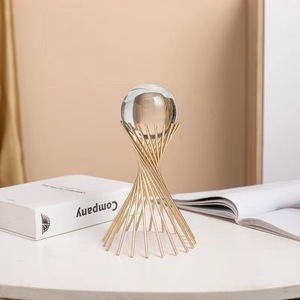 Interior Modern Nordic Meja Emas Aksesoris Grosir Kerajinan Seni Logam Dekorasi Rumah Potongan Kristal Mewah - Product Image 2