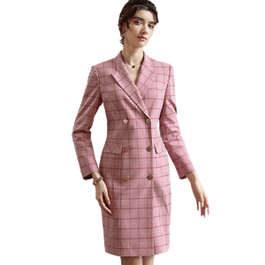 <span class=keywords><strong>Enrejado</strong></span> Rosa original diseñado doble botón de fábrica al por mayor <span class=keywords><strong>para</strong></span> las mujeres ocasión vestidos hasta la rodilla ODM OEM ropa de negocios - Product Image 1